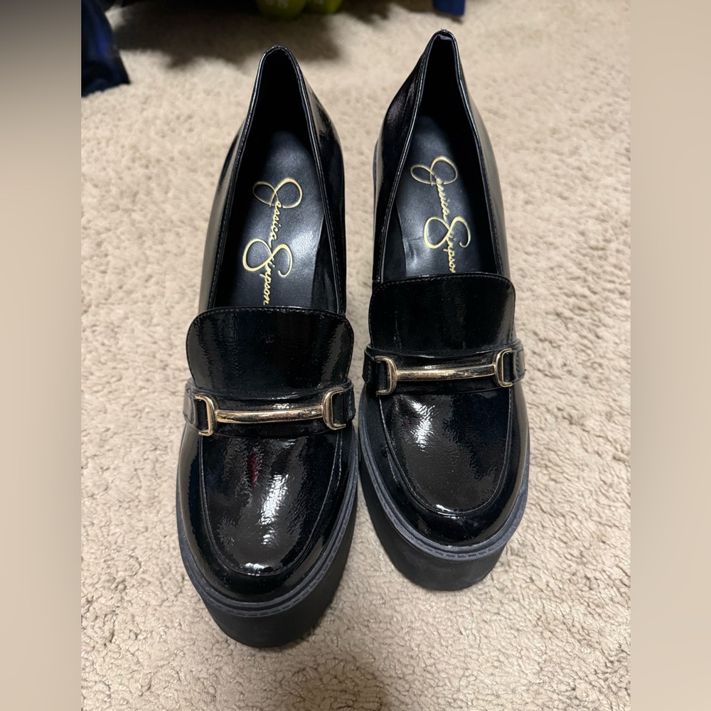 Jessica Simpson Glossy Black Loafers